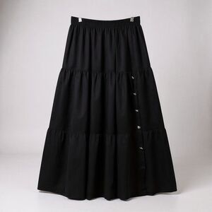 Vintage 90s Crazy Cowgirl Maxi Skirt M Black Tiered Western Y2K Grunge Cottage